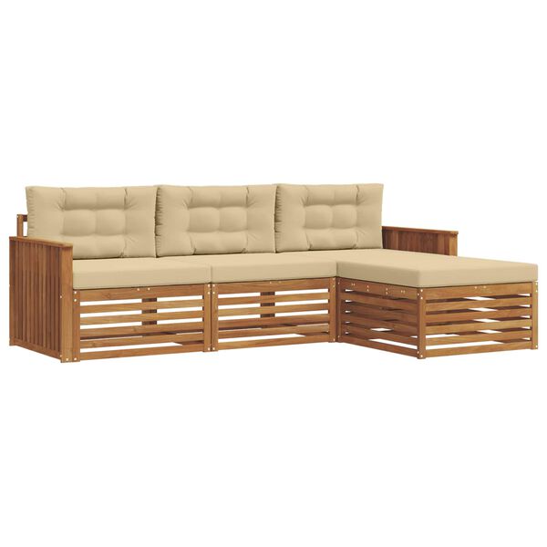 vidaXL Zestaw sof na zewnątrz z poduszką 4 pcs Naturalny i Beżowy