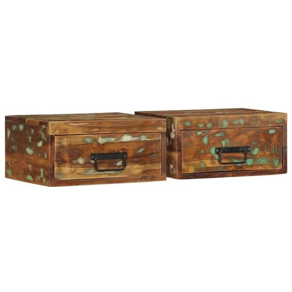 vidaXL Ścienne szafki nocne, 2 szt., lite drewno odzyskane