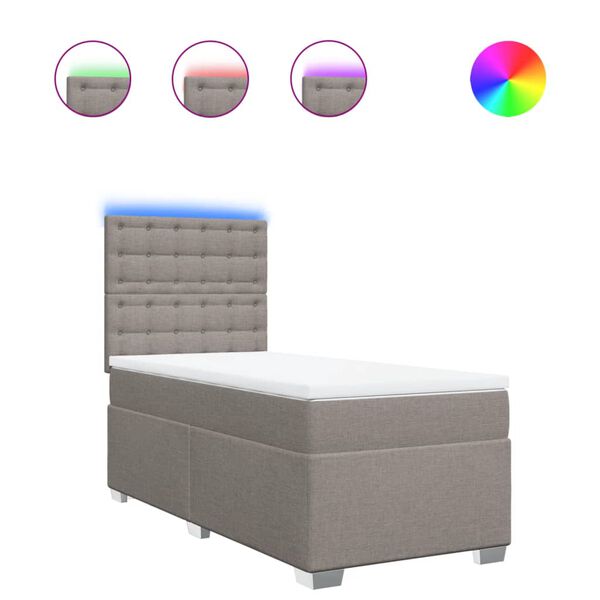 vidaXL Ł&oacute;żko kontynentalne z materacem, taupe, tkanina, 80x200 cm