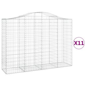 vidaXL Kosze gabionowe, 11 szt, 200x50x140/160cm, galwanizowane żelazo