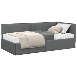 vidaXL Rama Ł&oacute;żka Narożnego z Materacem 2 pcs Szary Aksamit
