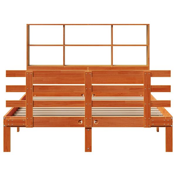 vidaXL Ł&oacute;żko z regałem, bez materaca, 150x200 cm, lite drewno sosnowe