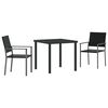 vidaXL Zestaw do jadalni w ogrodzie 3 pcs Czarny Rattan PE
