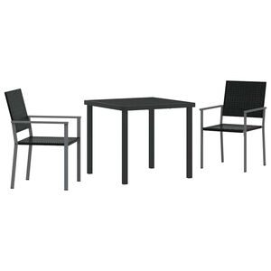 vidaXL Zestaw do jadalni w ogrodzie 3 pcs Czarny Rattan PE