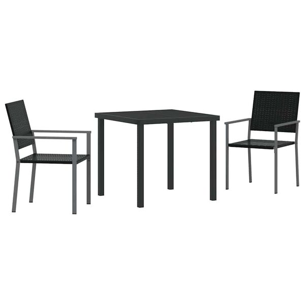 vidaXL Zestaw do jadalni w ogrodzie 3 pcs Czarny Rattan PE