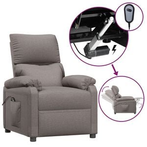 vidaXL Elektryczny fotel rozkładany, kolor taupe, obity tkaniną