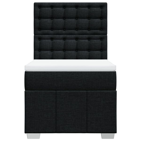 vidaXL Ł&oacute;żko kontynentalne z materacem, czarne, tkanina, 100x200 cm