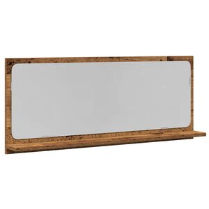 vidaXL P&oacute;łka z lustrem z p&oacute;łką Stare drewno 90 x 10,5 x 37 cm