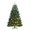 vidaXL Sztuczna choinka na zawiasach, 300 lampek LED i bombki, 180 cm