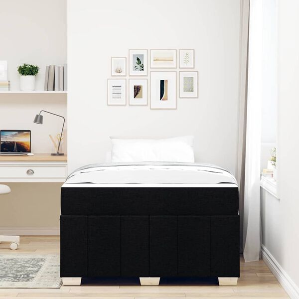 vidaXL Ramka ł&oacute;żka z materacem Czarny 120 x 200 cm tkanina