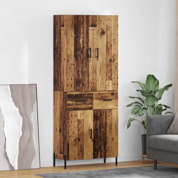 vidaXL Highboard Montowane na ścianie Stare drewno 69,5 x 34 x 180 cm