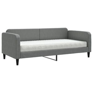 vidaXL Sofa z materacem do spania, ciemnoszara, 90x200 cm, tkanina