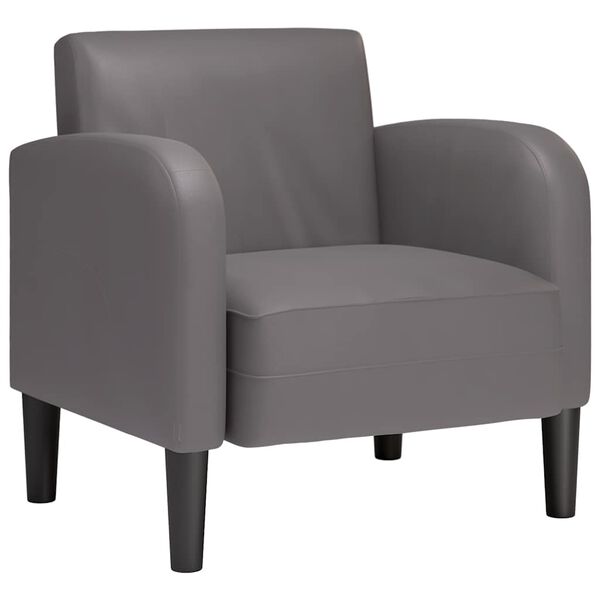 vidaXL Sofa Fotel z Podłokietnikami Szary 54 cm Sk&oacute;ra ekologiczna
