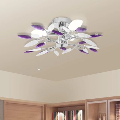 vidaXL Lampa sufitowa, 3 żarówki E14, fioletowa/biała