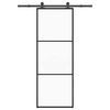 vidaXL Drzwi przesuwne z osprzętem, szkło ESG i aluminium, 76x205 cm