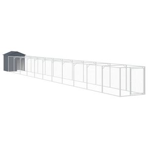 vidaXL Buda dla psa, z dachem, antracytowa, 117x1221x123 cm, stal