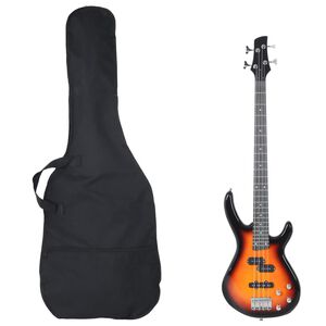 vidaXL Gitara basowa dla początkujących, z torbą, brązowa, 4/4, 46"