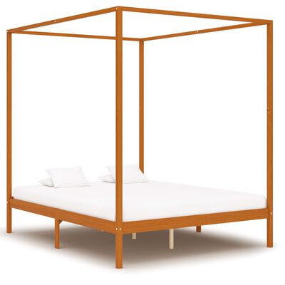 vidaXL Rama łóżka z baldachimem i 4 szufladami, sosna, 180 x 200 cm