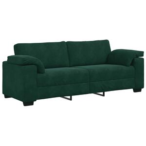 vidaXL Sofa 3-osobowa, ciemnozielona, 220x77x82 cm, aksamit
