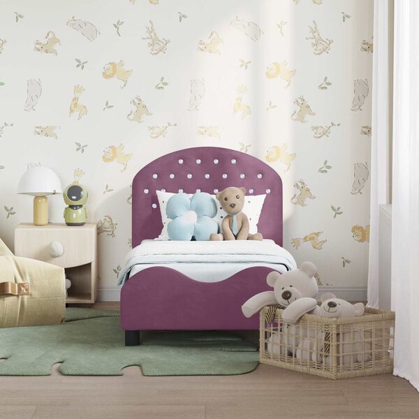 vidaXL Stelaż łóżka dla malucha z oparciem Fioletowy 70 x 140 cm