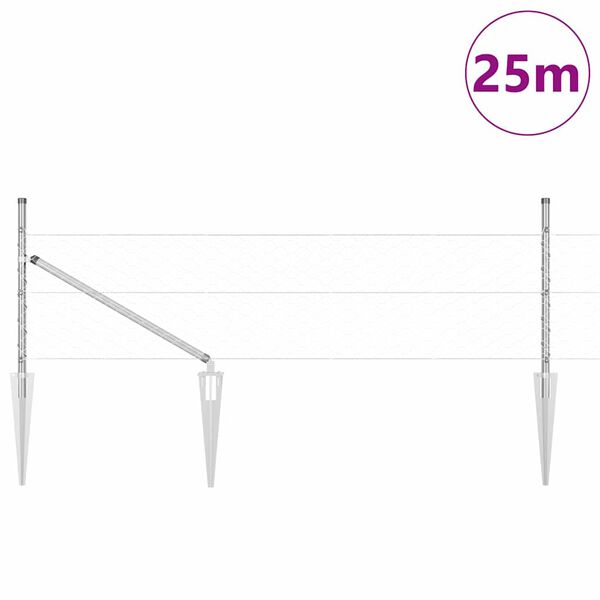 vidaXL Słupek ogrodzeniowy. Srebrny 25 x 0,4 m (siatka 50 mm) Stal