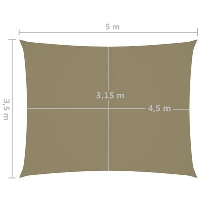 vidaXL Żagiel ogrodowy, tkanina Oxford, prostokątny, 3,5x5 m, beżowy