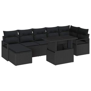 vidaXL Zestaw Sof na Ogr&oacute;d z przechowywaniem 8 pcs Czarny polirattan