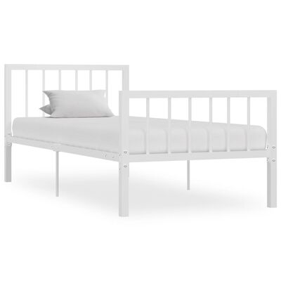 vidaXL Rama łóżka, biała, metalowa, 90 x 200 cm