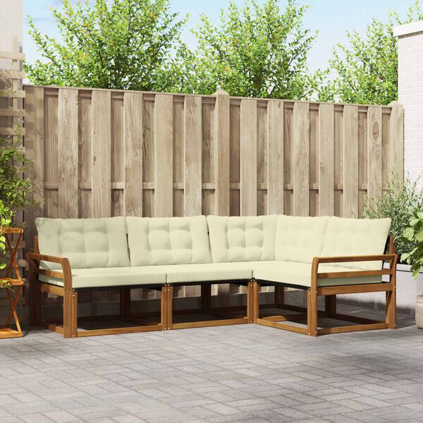 vidaXL Zestaw sof na zewnątrz z poduszką 4 pcs Naturalny i Kremowy