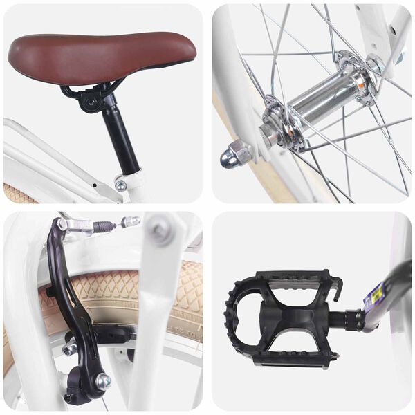 vidaXL Rower Dziecięcy 18 Cali dla dzieci w wieku 5-7 lat Biały