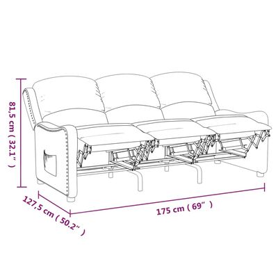vidaXL 3-os., rozkładany fotel, ciemnoszary, obity tkaniną