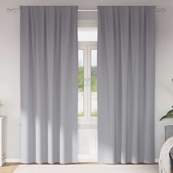 vidaXL Firany blackout z kółkami 2 pcs Jasnoszary 245 x 140 cm