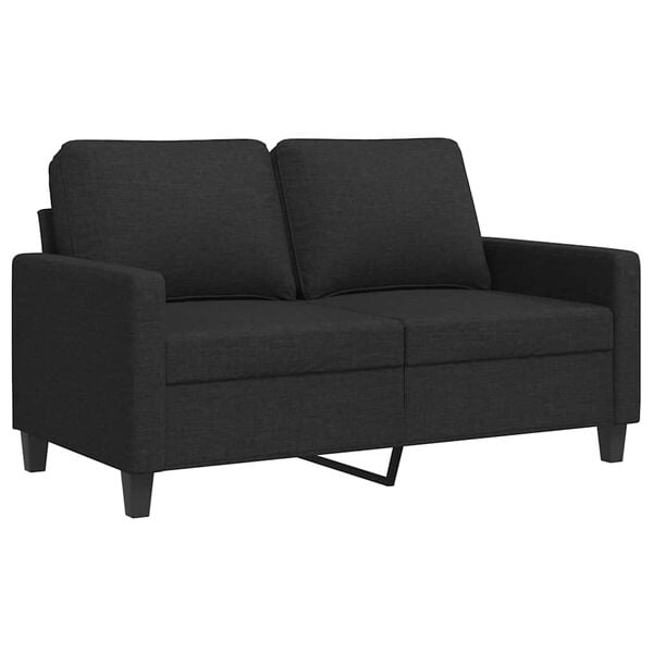 vidaXL Sofa 2-osobowa, czarna, 120 cm, tapicerowana tkaniną