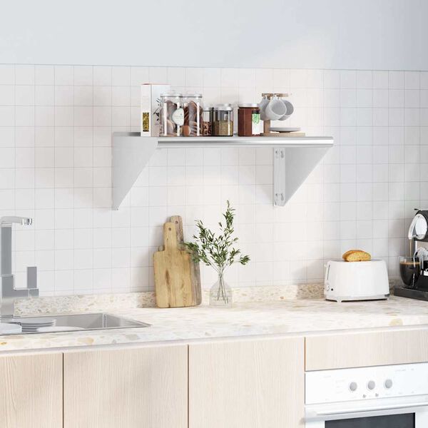 vidaXL Półka ścienna, 75x45x31 cm, srebrna stal nierdzewna