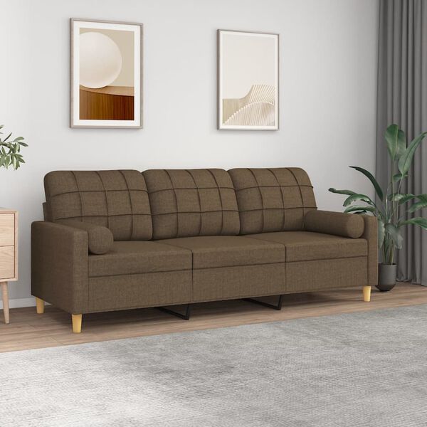 vidaXL 3-osobowa sofa wypoczynkowa z poduszkami, brązowa, 180 cm