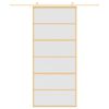 vidaXL Drzwi przesuwne, złote, 90x205 cm, mrożone szkło ESG, aluminium