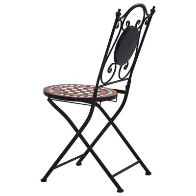 vidaXL Mozaikowe krzesła bistro, 2 szt, brązowe, ceramiczne