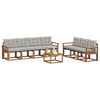 vidaXL Zestaw sof na zewnątrz z poduszką 8 pcs Naturalny i Jasny Szary