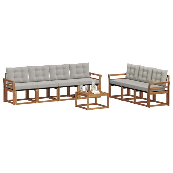 vidaXL Zestaw sof na zewnątrz z poduszką 8 pcs Naturalny i Jasny Szary