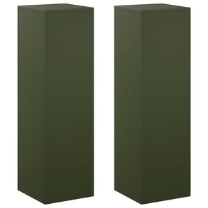 vidaXL Stojak na rośliny 2 szt. Oliwkowy zielony 30 x 30 x 100 cm Stal