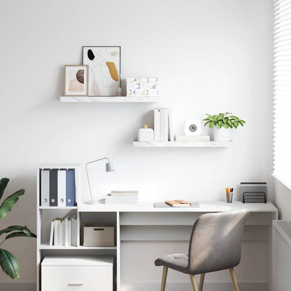 vidaXL P&oacute;łka ścienna 2 pcs Biały marmur 80 x 23,5 x 4 cm