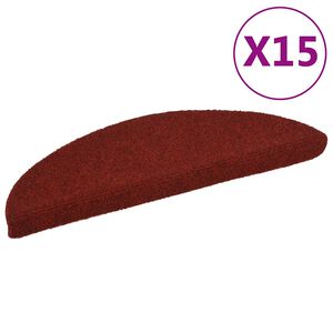 vidaXL Maty na schody samoprzylepne 15 szt. 56x17x3 cm Bordowo-czerwone p&oacute;łokrągłe