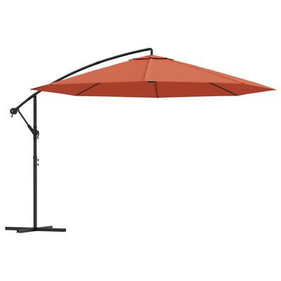 vidaXL Wiszący parasol ze słupkiem aluminiowym, 350 cm, terakotowy