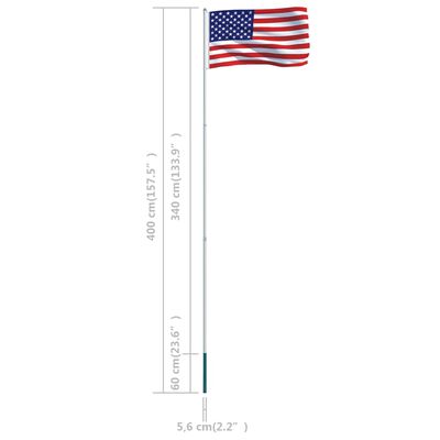 vidaXL Flaga USA z aluminiowym masztem, 4 m