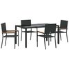 vidaXL Zestaw do jadalni w ogrodzie 5 pcs Czarny polirattan