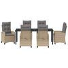 vidaXL Zestaw do jadalni w ogrodzie z poduszką 7 pcs Beżowy polirattan