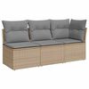 vidaXL Sofa ogrodowa z poduszkami, 3-osobowa, beż, polirattan