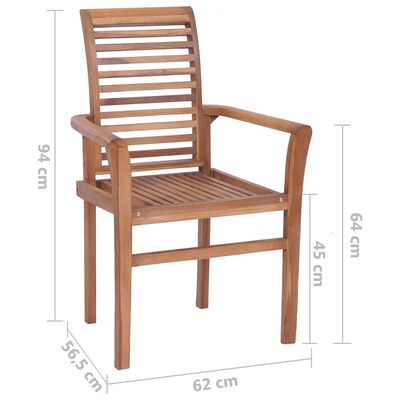 vidaXL Krzesła stołowe z poduszkami w czerwoną kratę, 6 szt., tekowe