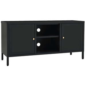 vidaXL Szafka pod telewizor, czarna, 105x35x52 cm, stal i szkło