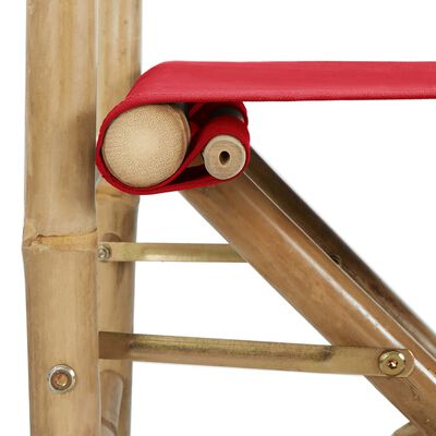 vidaXL Składane krzesła reżyserskie 2 szt., czerwone, bambus i tkanina